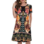 Summer Dresses For Women Casual Tshirt Short Sleeve Floral Sundress Beach Cover Ups With Pockets 2026