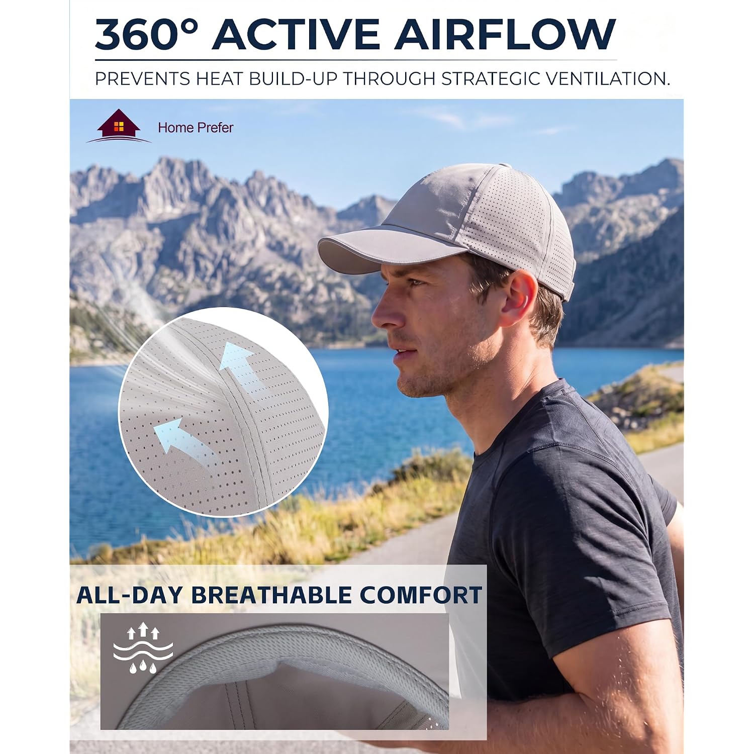 Home Prefer Reflective Water Repellent Quick Dry Airy Upf50+ Sun Hat For Men Women Outdoor Sports Baseball Caps Unisex