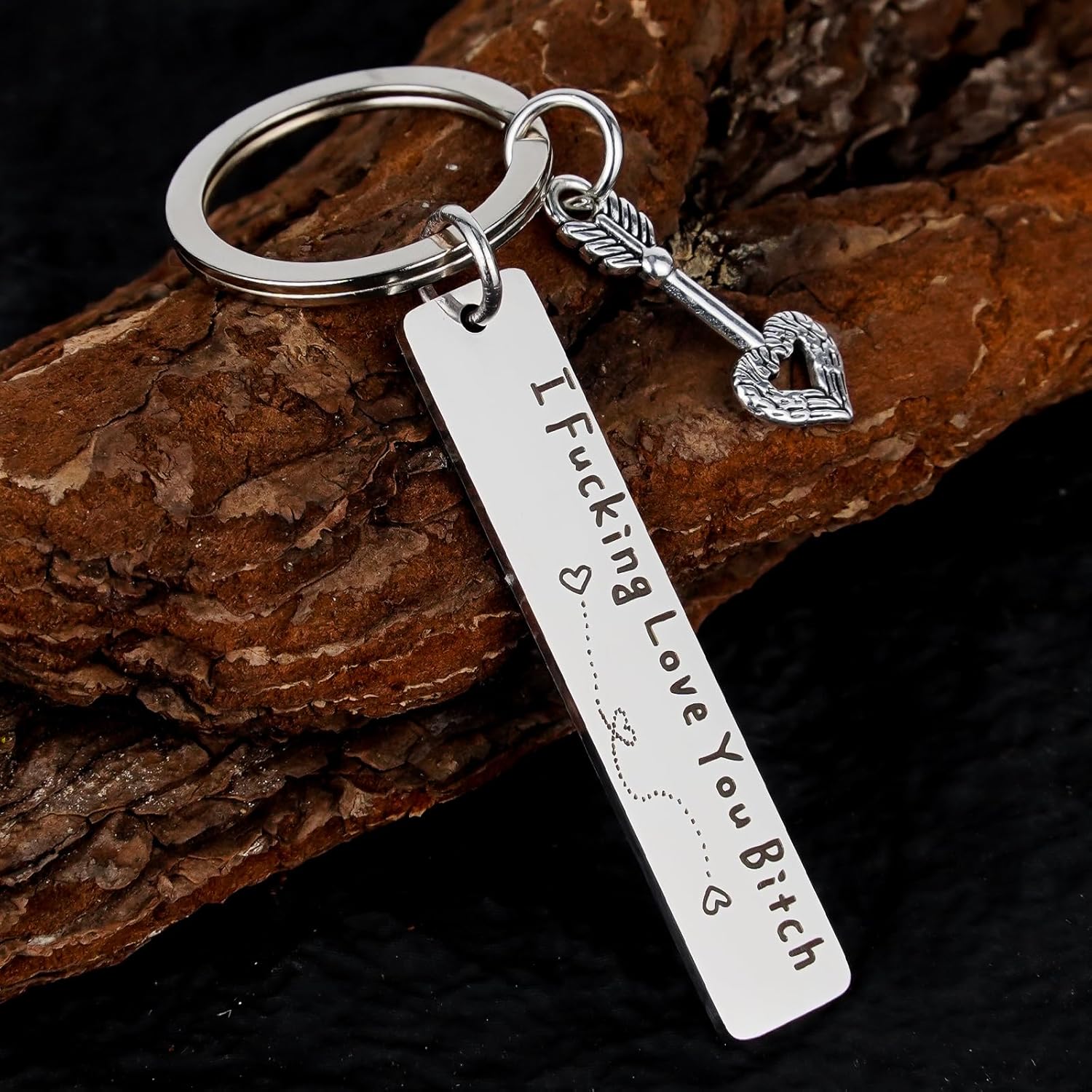Teniinet Best Friend Keychain for Women, Stainless Steel Key Chain Engrave I Fking Love You Bith Birthday Christmas Friendship Gift for Bestie Best Friends Female Bff