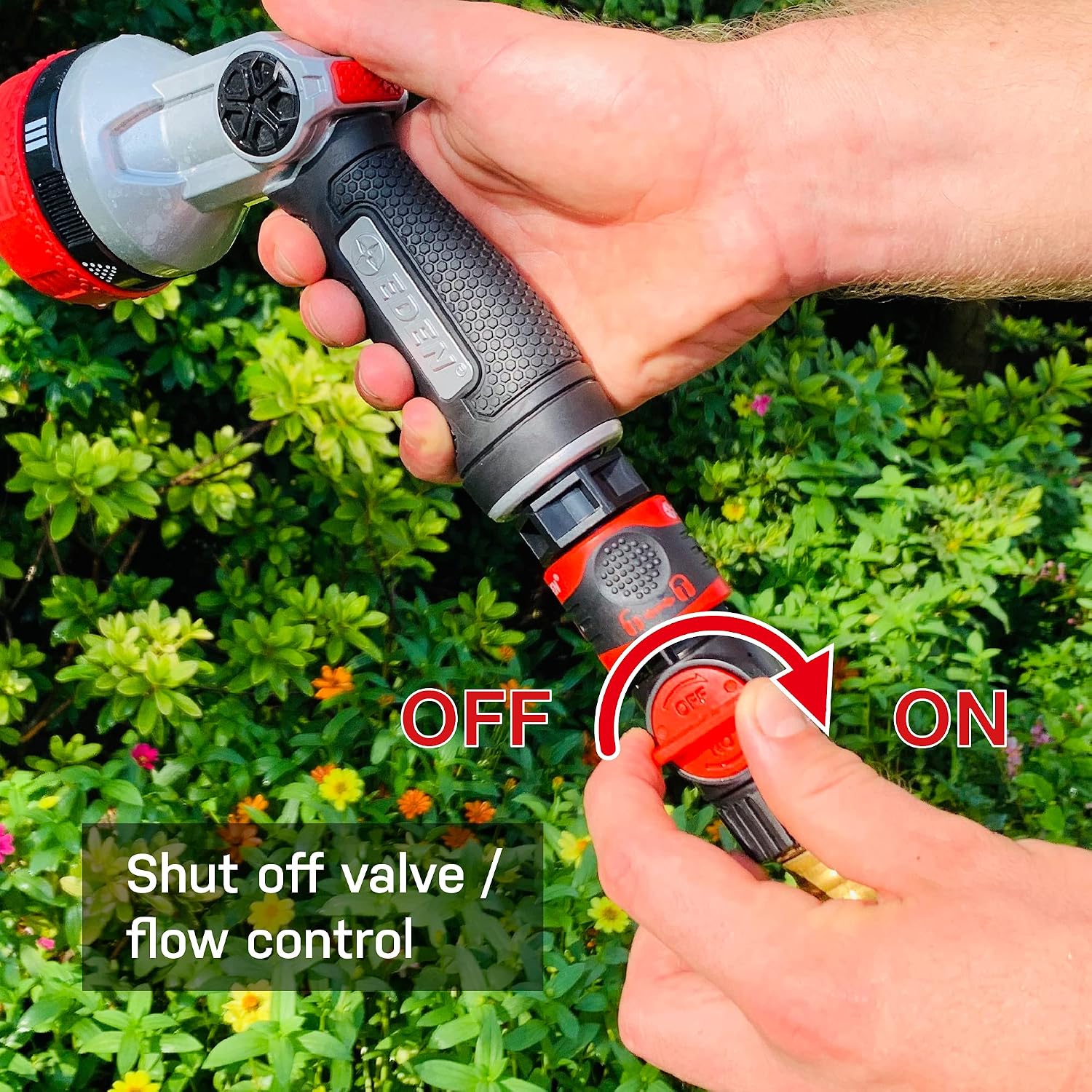Eden 93218 Premium Garden Hose Quick Connect Kit | 9-Piece / 3-Pair Snap & Lock Fittings And Adapters With Water Stop, Flow Control, Secure Twist-Lock Design