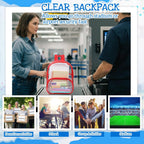 Clear Backpack Bulk Waterproof Transparent Colorful Bookbag Donation Supply Kits For Women Men(12 Inch,50 Pcs)