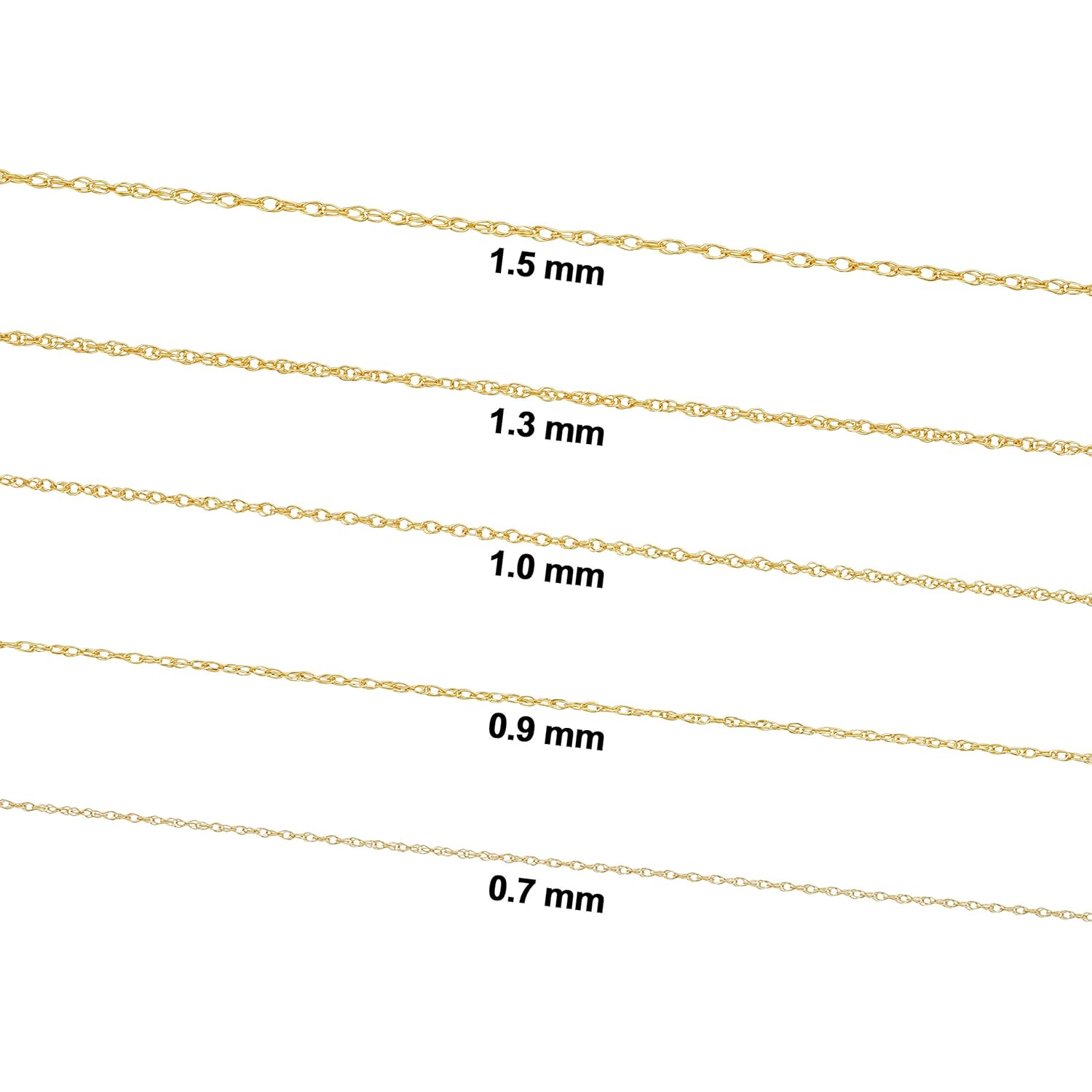 Kooljewelry Womens Classic Rope Chain - 14k Yellow Gold Pendant Necklace, Polished, Spring Ring