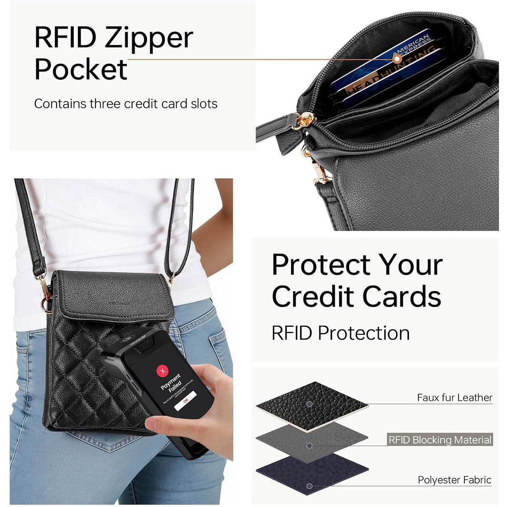 Rfid Small Crossbody Bags For Women Quilted Cell Phone Purse Women'S Crossbody Handbags With Credit Card Slots