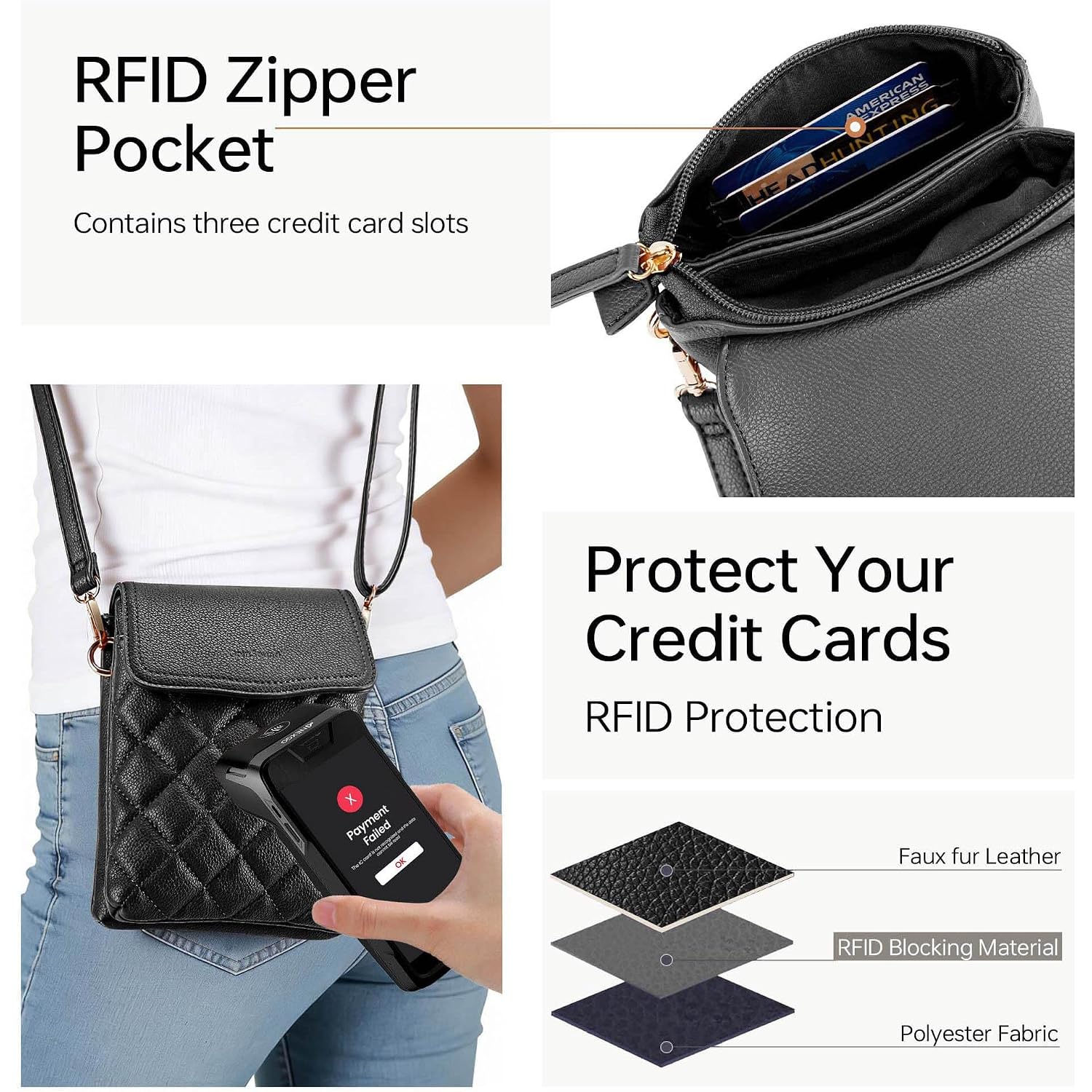 Rfid Small Crossbody Bags For Women Quilted Cell Phone Purse Women'S Crossbody Handbags With Credit Card Slots