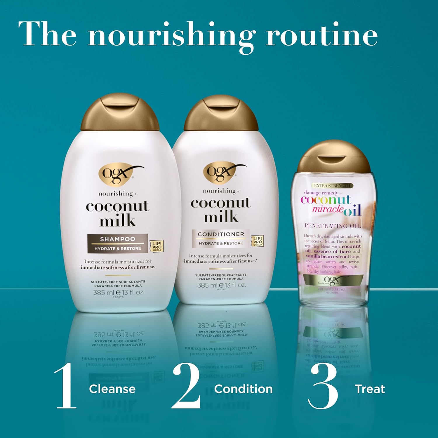 OGX Nourishing + Coconut Milk Shampoo, Hydrating & Restoring Shampoo Moisturizes for Soft Hair After the First Use, Paraben-Free, Sulfate-Free Surfactants, 25.4 fl. oz