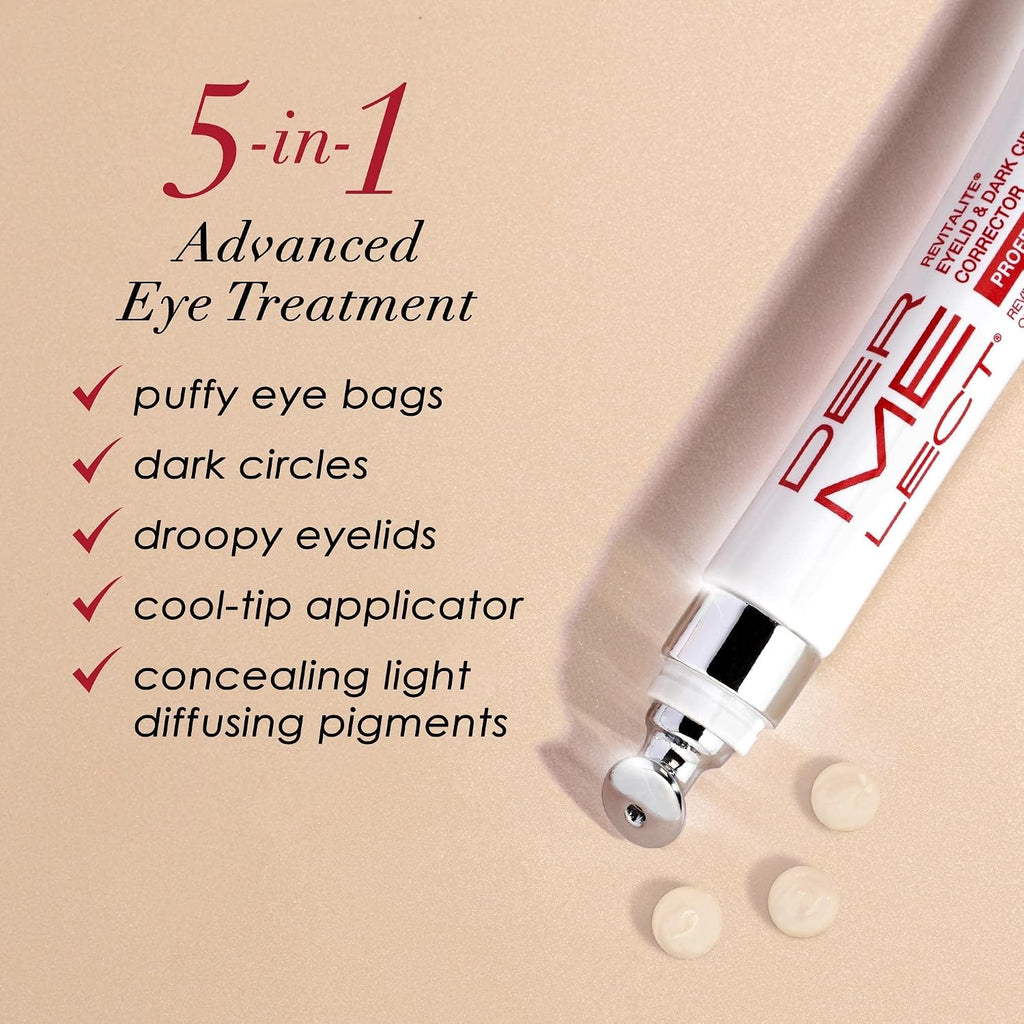 Dermelect Revitalite Eyelid & Dark Circle Corrector- Professional Strength, Anti-Aging Eye Cream With Peptides, Brightening & Tightening Ingredients- Dark Circles, Puffiness, Droopy Eyelids & Wrinkles
