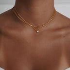 Dainty Gold Necklace for Women Non Tarnish Layered 14k Diamond Pendant Charm Gold Plated Necklaces CZ Trendy Zirconia Chain Choker Necklace Stack Gold Jewelry for Women Birthday Gift