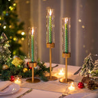 Glass Hurricane Candlestick Holders Gold - Romadedi Taper Candle Holder Tall Clear Glass Cylinder Table Centerpiece Wedding Decor Party Birthday Christmas Home Decorations Set of 3