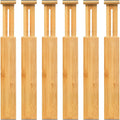 Vaefae 6-Pack Adjustable Bamboo Drawer Dividers, Expandable Drawer Organizer For Kitchen Utensils, Clothes, Bathroom, Office – Fits Drawer Interiors 16.6" To 21.8"