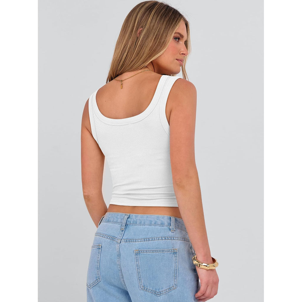 Anrabess Womens Crop Tank Tops, Soft Breathable Ribbed Slim Fit, Comfy For Basic,Casual,Going Out&Daily Wear
