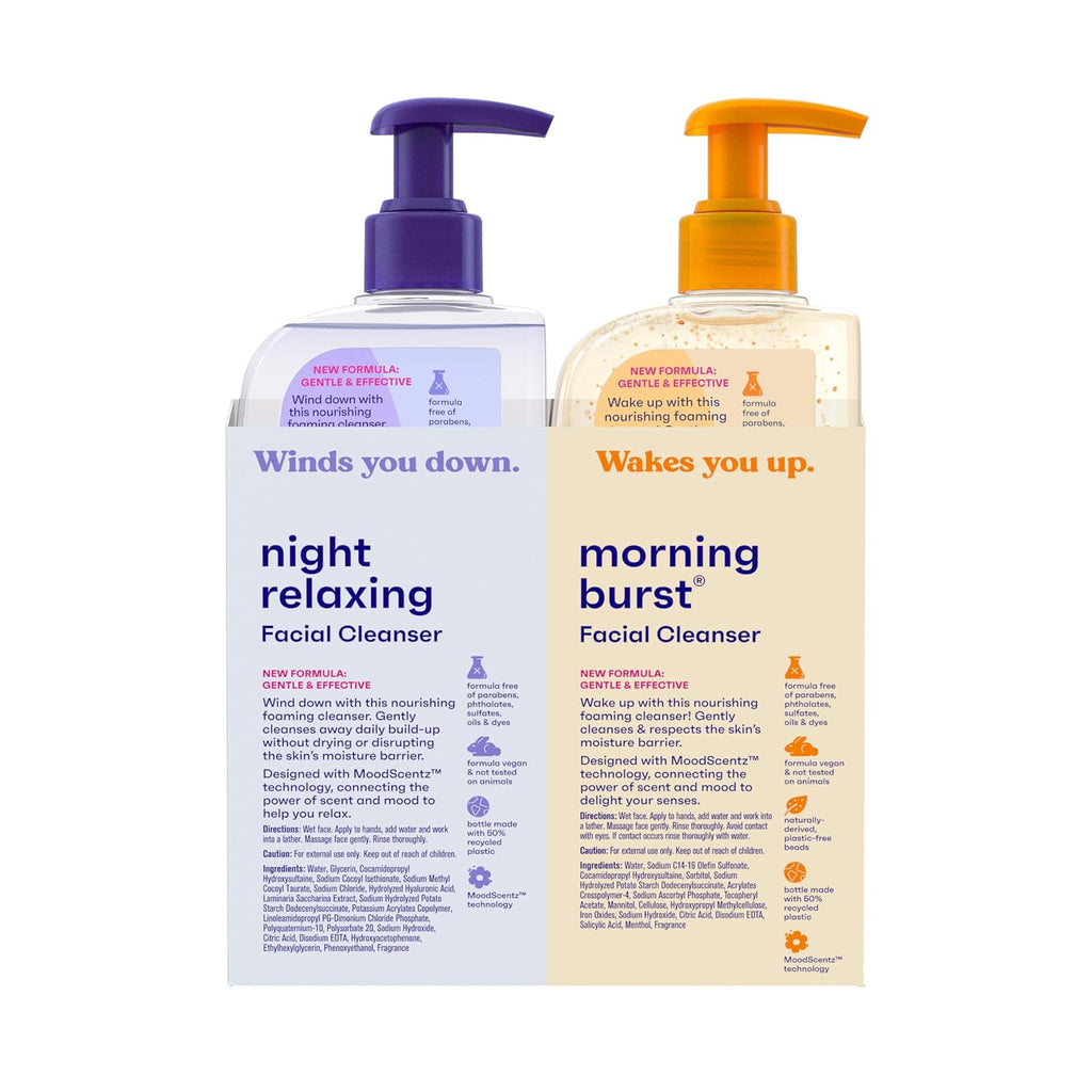 Clean & Clear 2-Pack Oil-Free Facial Cleansers With Citrus Scent, Morning Burst And Night Relaxing, 16 Oz