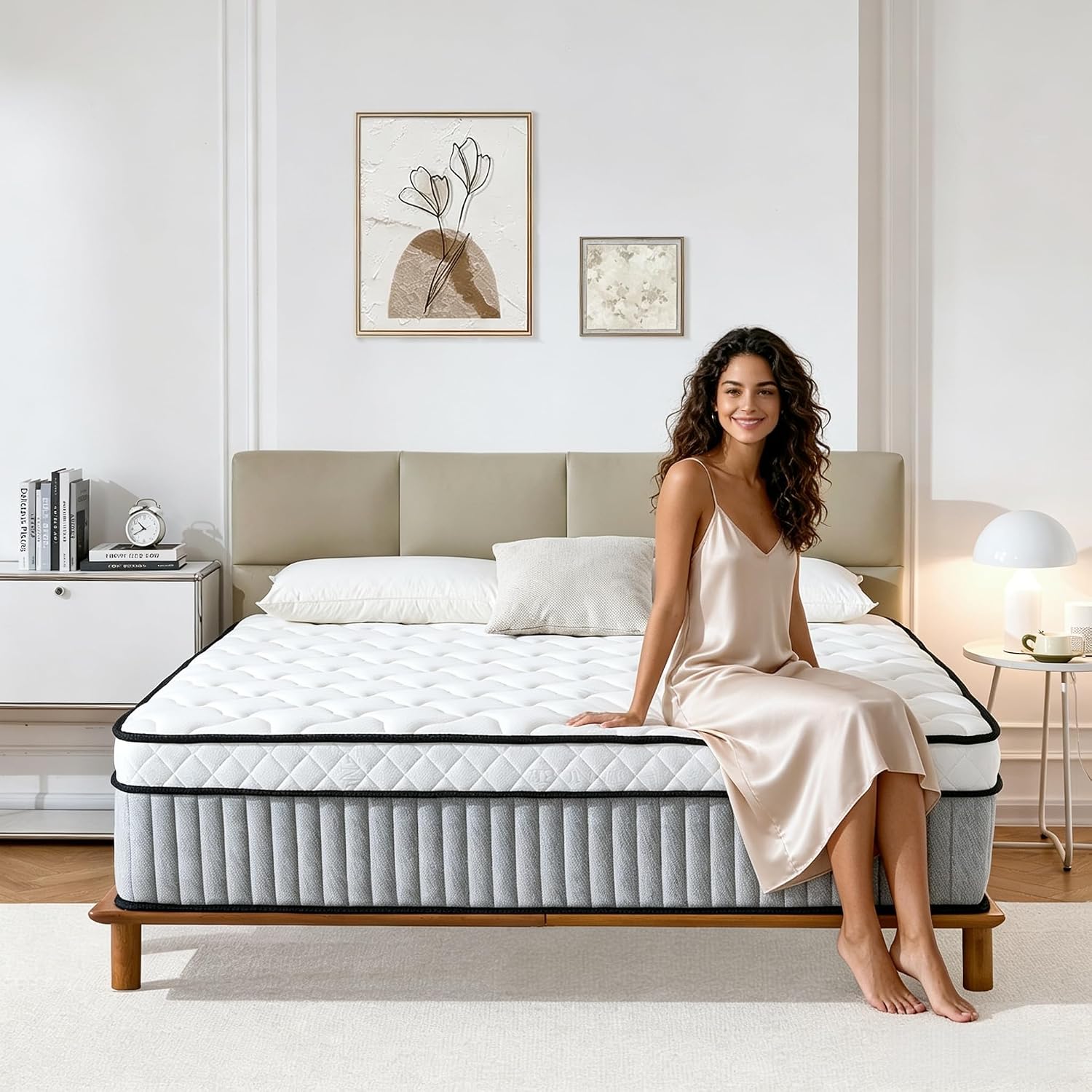 Omblix Queen Mattress, 12 Inch Queen Size Mattress,Hybrid Mattresses In A Box With Memory Foam And Individual Pocketed Coil,Certipur-Us,Medium Firm & Pressure Relief