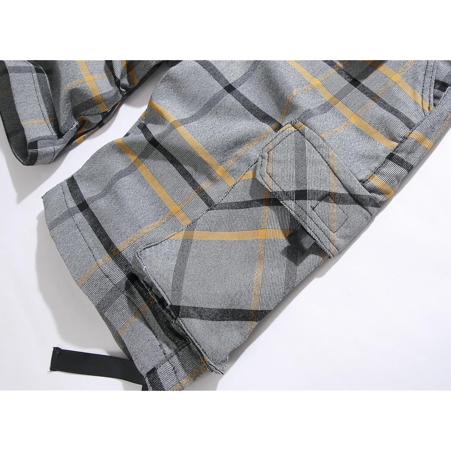 Novocct Cargo Short For Men 10" Inseam Relaxed Fit Plaid Outdoor Hiking Work Stretch Cotton Casual Shorts With Multi-Pocket