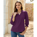 Blouses for Women Dressy Casual 3/4 Length Sleeve Womens Tops 2026 Fashion Spring Trendy Smocked Business Casual Work