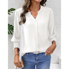 Lomon Button Down Shirts For Women 3/4 Length Sleeve Business Casual Blouses 2026 Summer Tops