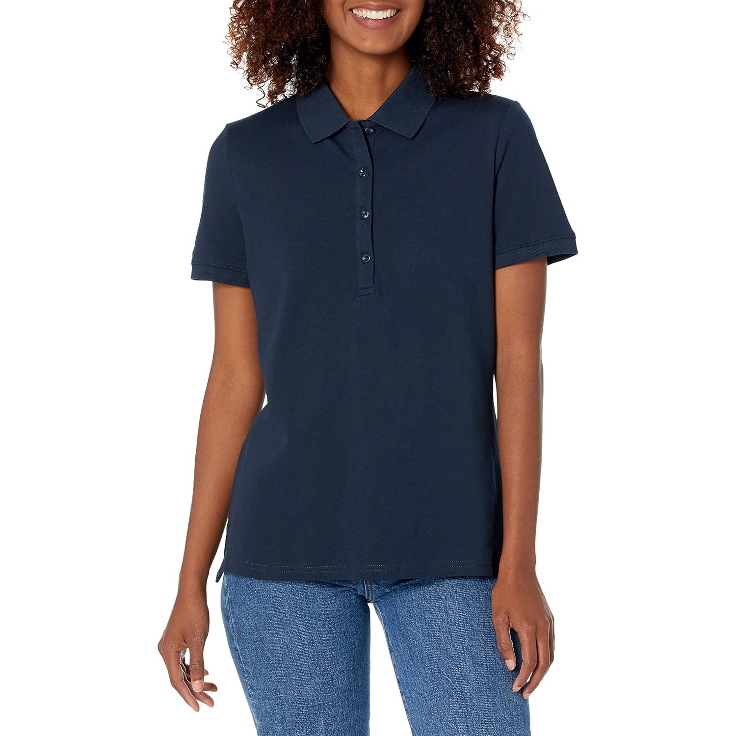 Women's Short-Sleeve Polo Shirt, Soft Stretch Cotton Jersey (Available in Plus Size)