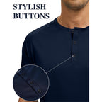 Hovsiyla 5 Pack Men'S Henley Shirt Basic T Shirt, Moisture Wicking Breathable Button Down Short Sleeve