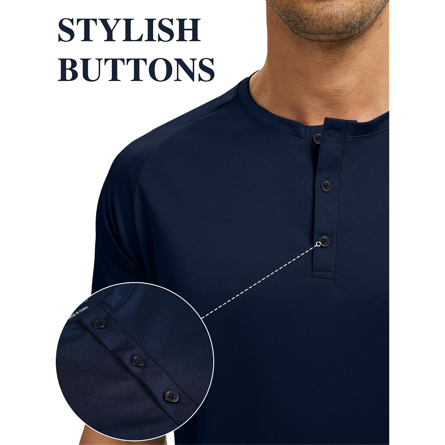 Hovsiyla 5 Pack Men'S Henley Shirt Basic T Shirt, Moisture Wicking Breathable Button Down Short Sleeve