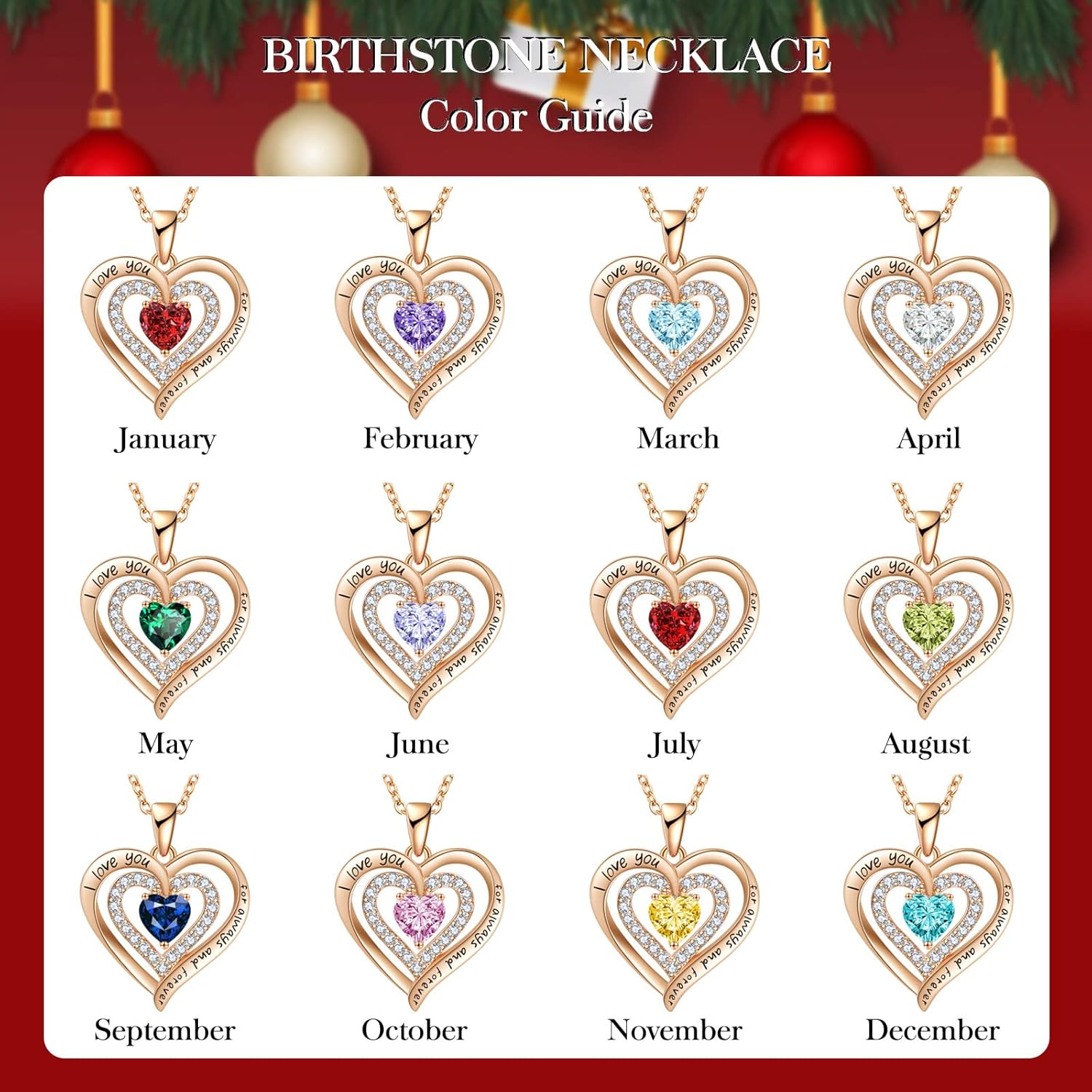 REDBEE Necklaces for Women Birthstone Heart Necklace Jewelry for Wife Girlfriend Woman Necklace