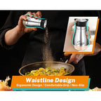 Salt Shakers And Pepper Set,4 Oz Glass Bottom Salt Pepper Shaker With Stainless Steel Lid For Kitchen Gadgets Cooking Table, Rv, Camp,Bbq Refillable Design (Silver)