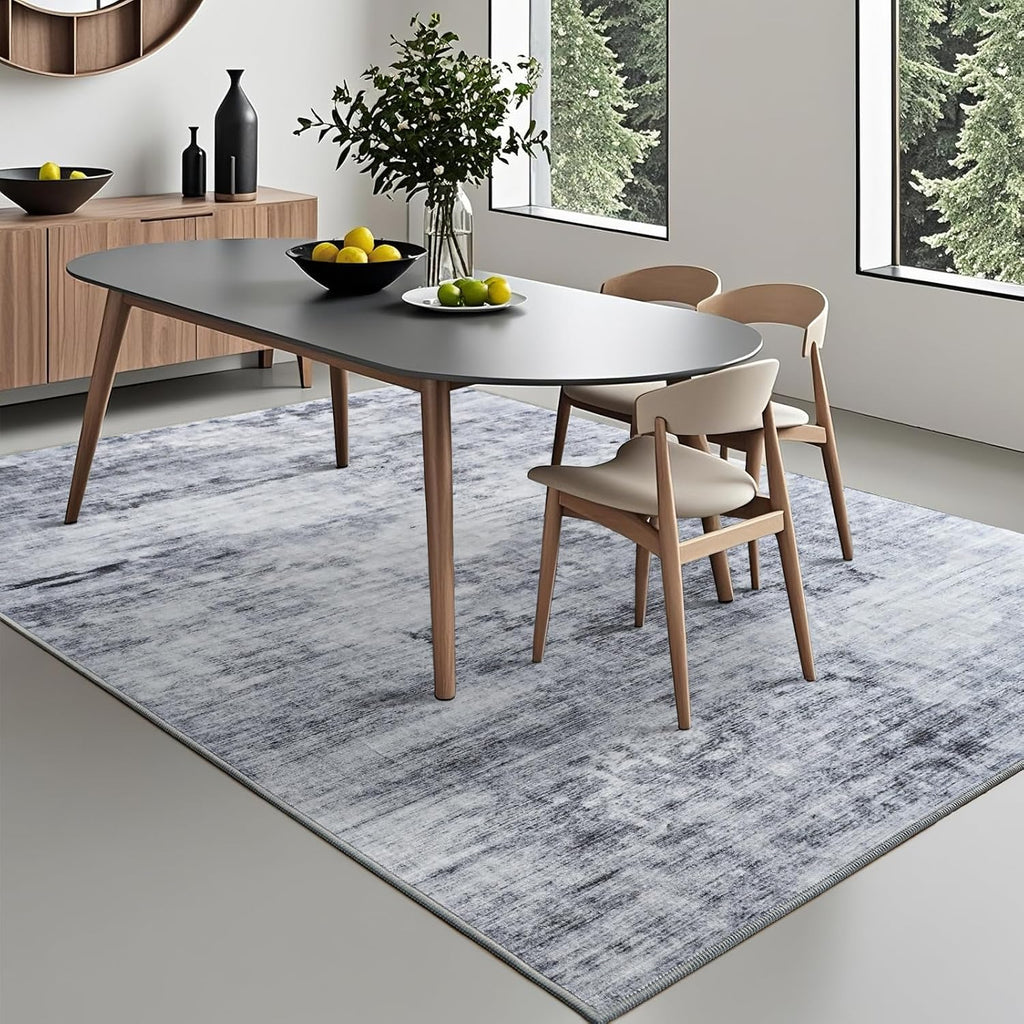 Toneed Abstract Area Rug Modern Washable Rug Soft Non Slip Rug Low Pile for Bedroom Living Room Dining Room Grey 4x6 Feet
