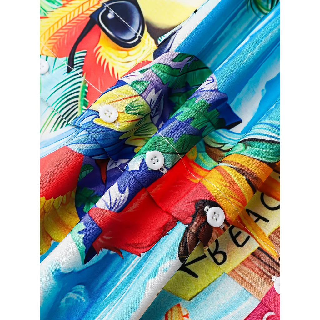 Hardaddy Men'S Summer Hawaiian Shirts Funny Performence Printed Button Down Casual Bowling Shirt