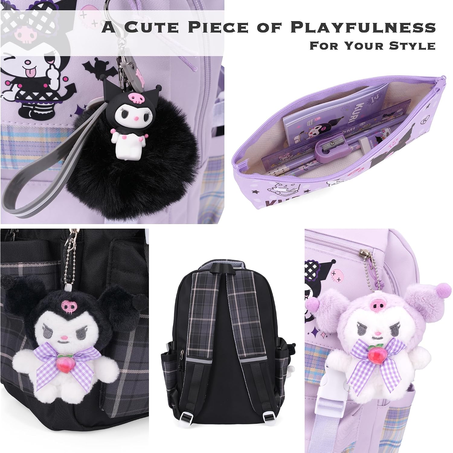 Juju Black Kawaii Backpack - Cute Kawaii Stuff Mochila Kawaii - Cute Backpacks For Girls - Backpacks For School Girls - Cute Backpack For School (Bla)