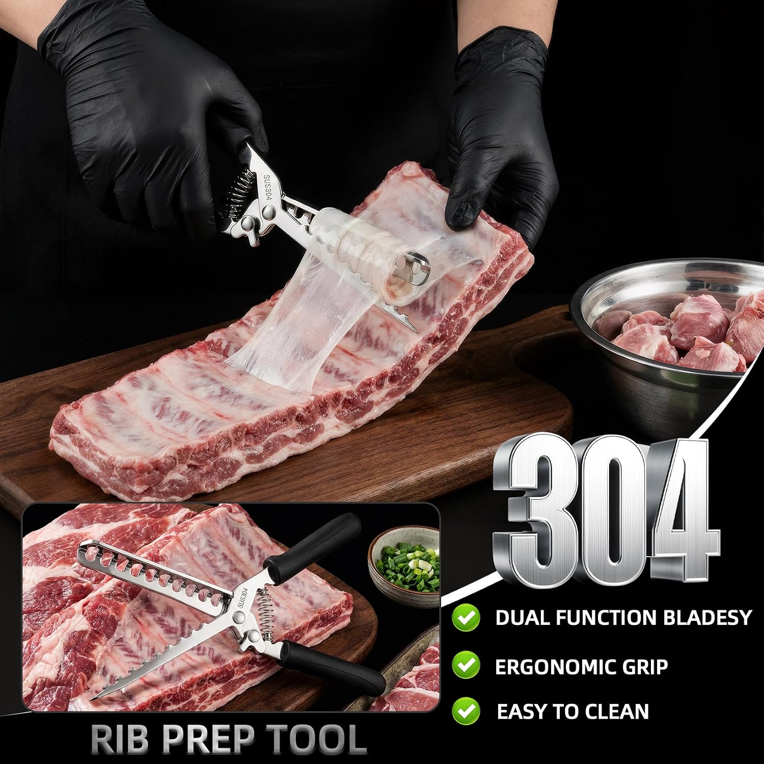 Rib Membrane Removal Tool – 304 Stainless Steel Rib Prep Tool Membrane Remover & Bb Rib Skinner