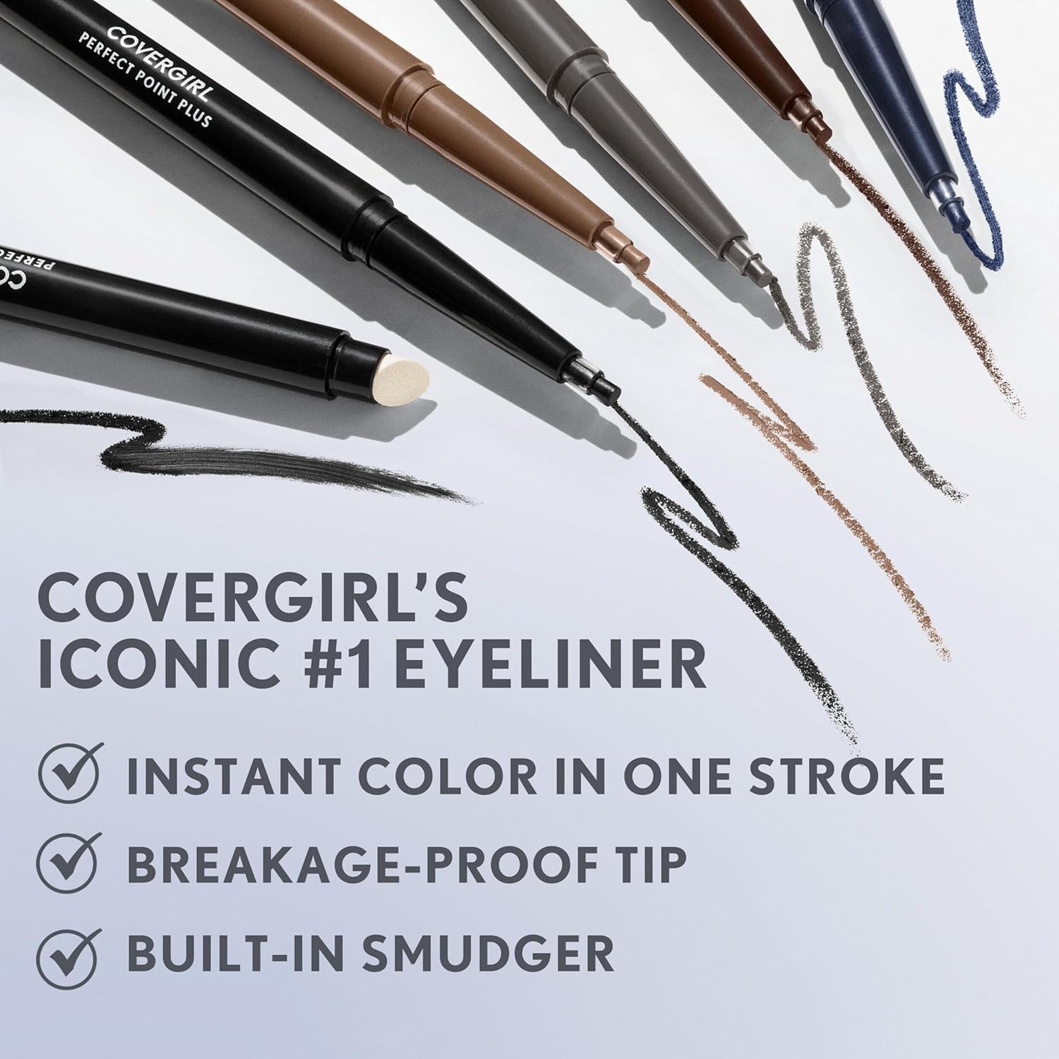 COVERGIRL Perfect Point Plus Eyeliner Pencil, Black Onyx Pack of 1, Long-Lasting, Versatile Black Eyeliner, Soft Smudging Tip, No Sharpening Needed