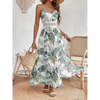 Women'S Hawaiian Maxi Dresses Summer Floral Boho Sleeveless V-Neck Flowy Beach Vacation Dresses Spaghetti Straps