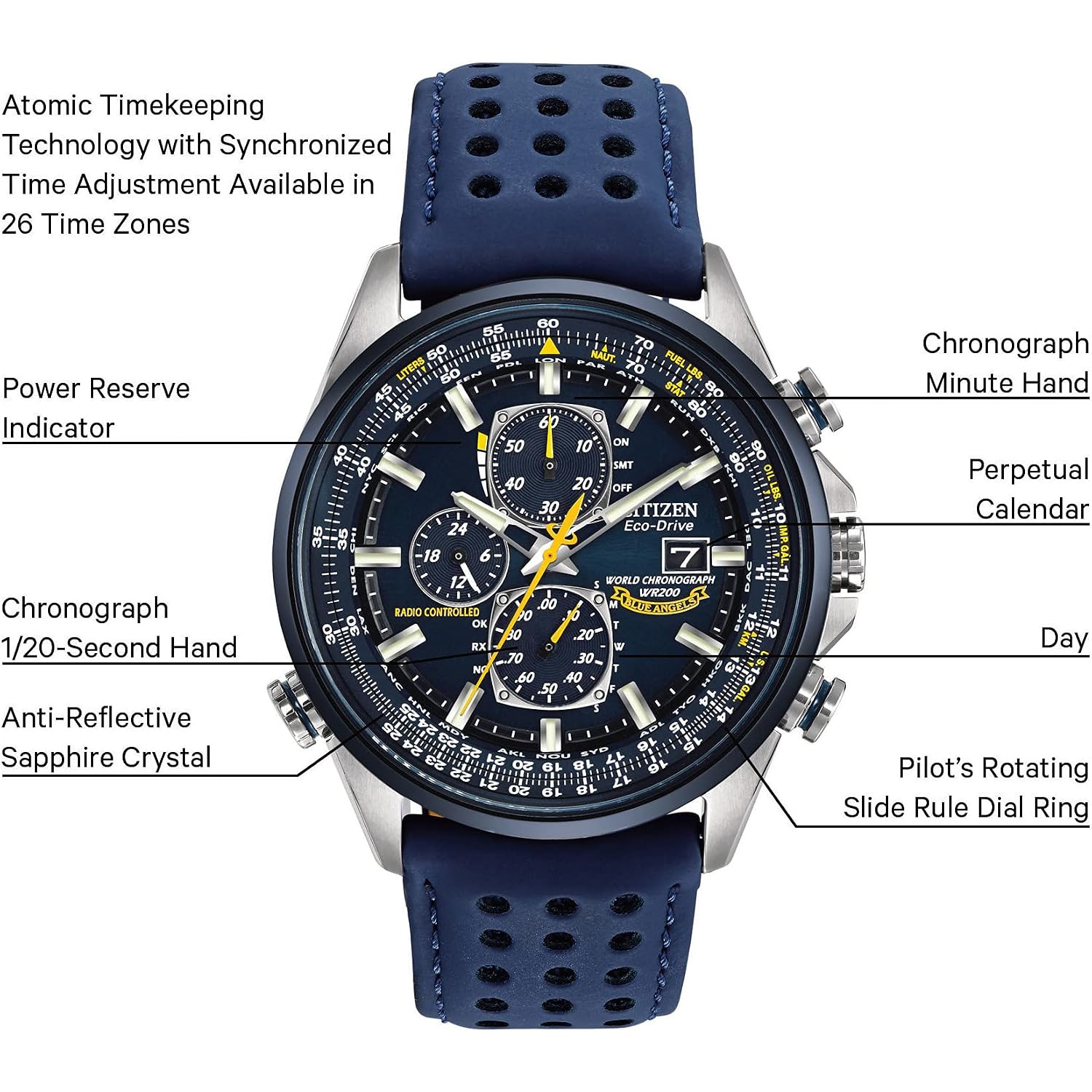 Citizen Men'S Eco-Drive Sport Luxury World Chronograph Atomic Time Keeping Watch