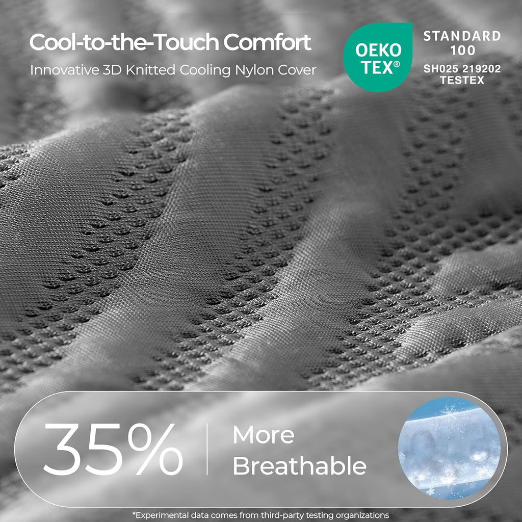 Sweetnight Coolnest 14 Inch King Size Mattress, Cooling King Memory Foam Mattress For Cool Night Sleep, 5-Zone Ergo Support For Pressure Relief, Medium, Certipur-Us Certified