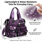 Tote Bag For Women,Multi Pockets Shoulder Handbag,Nurse Bag For Work,Large Cross Body Purse,Fashion Nylon Top Handle Satchel