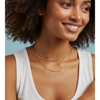 YEEZII Layered Gold Necklaces for Women Trendy, 3 Pcs 14K Gold Plated Choker Paperclip Box Chain Necklace, Stackable Women's Gold Pendant Necklaces Jewelry Set
