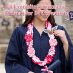 Lyrow 50" Graduation Lei 2026 Double Braided Graduation Ribbon Money Lei with 4 Satin Flower Handmade Grad Necklace Class of 2026 Grad Gift Accessories for Men Women