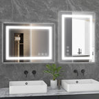 Sweetcrispy 24"x32" Smart Anti-Fog LED Bathroom Mirror with Lights and Front Light & Backlit, 3 Color Temperatures, Dimmable, Memory Function, Rectangle Modern Vanity Mirror