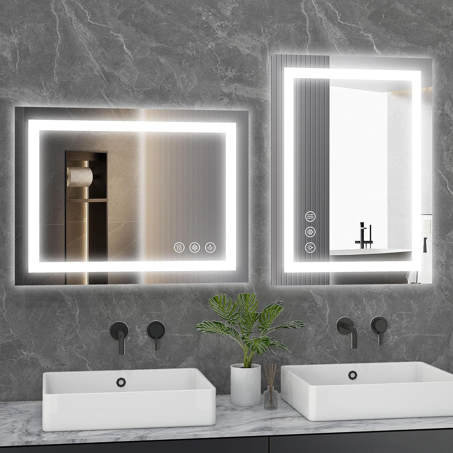 Sweetcrispy 24"x32" Smart Anti-Fog LED Bathroom Mirror with Lights and Front Light & Backlit, 3 Color Temperatures, Dimmable, Memory Function, Rectangle Modern Vanity Mirror