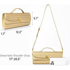 Joryin Woven Purse For Women Evening Clutch Woven Leather Handbags Crossbody Bag Purse Formal Evening Bag, Vegan Leather