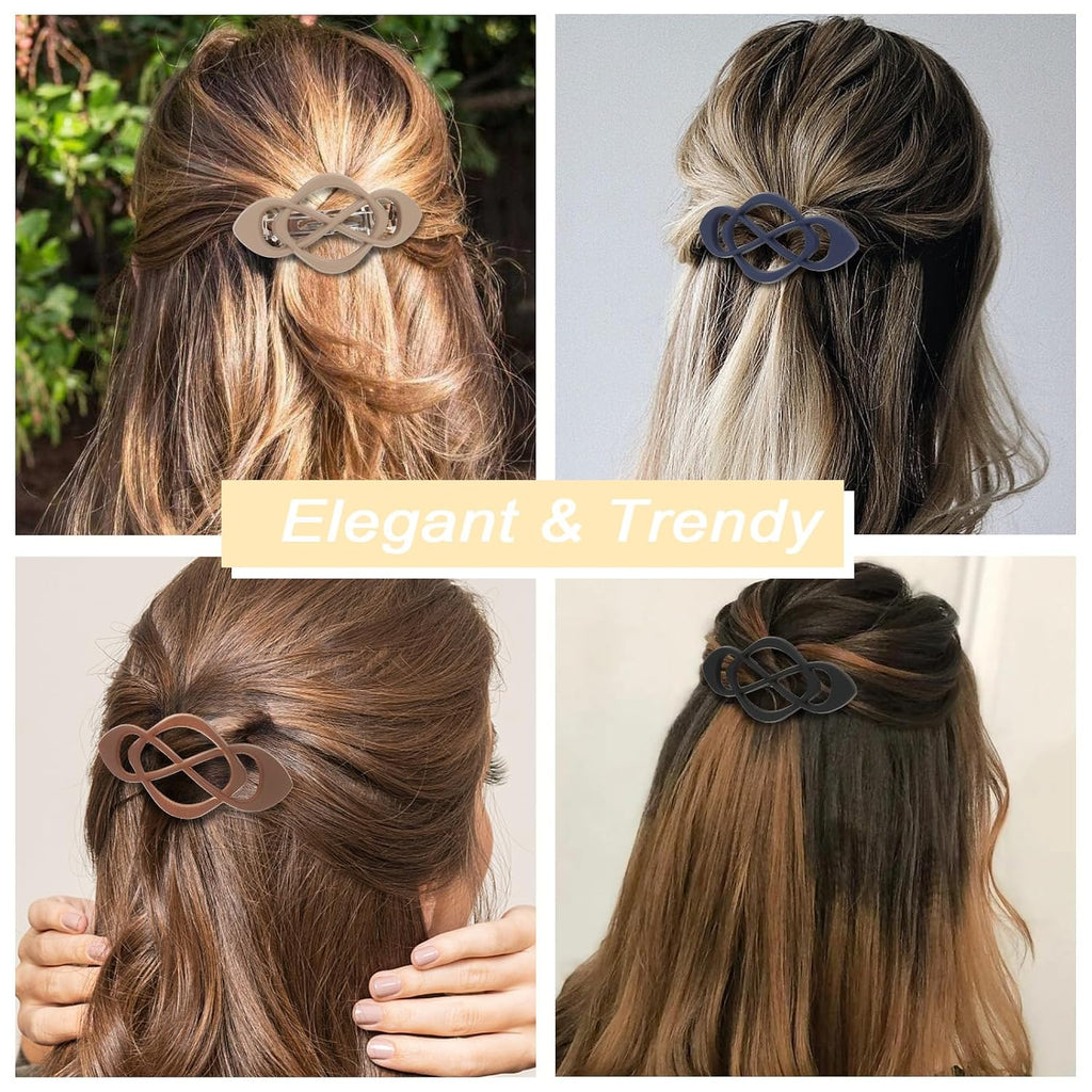 Vintage French Barrette Clips - 4 Pack Hair Accessories For Women & Girls, Thick To Thin Hair