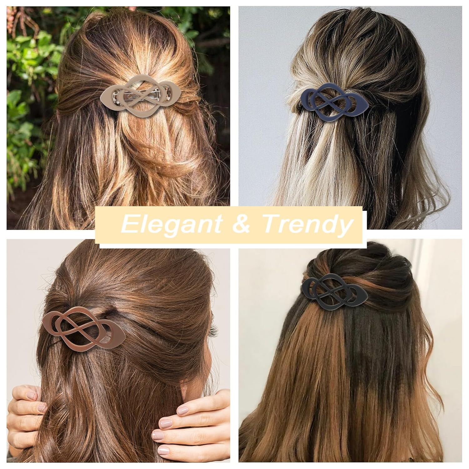 Vintage French Barrette Clips - 4 Pack Hair Accessories For Women & Girls, Thick To Thin Hair