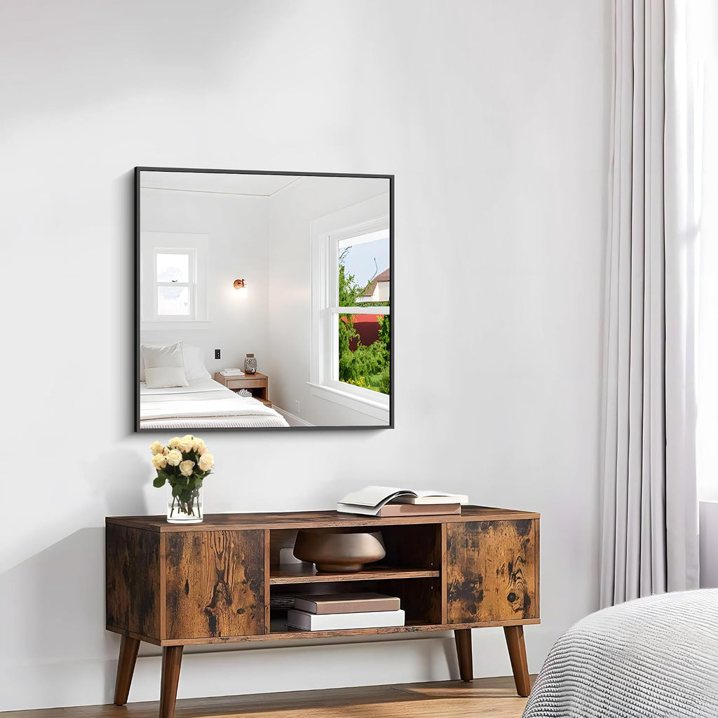Kocuuy Bathroom Mirror,30X30 Square Black Mirror With Aluminum Metal Frame,Black Vanity Wall Mirror Modern Home Decor For Bathroom, Living Room, Farmhouse And Entryway