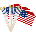 12 Pcs Small American Flags On Stick, 6X4 In 4Th Of July Decorations, Mini 250 Anniversary Usa Flag, Fourth Of July American Handheld Flags For Veterans Day Memorial Day Supplies