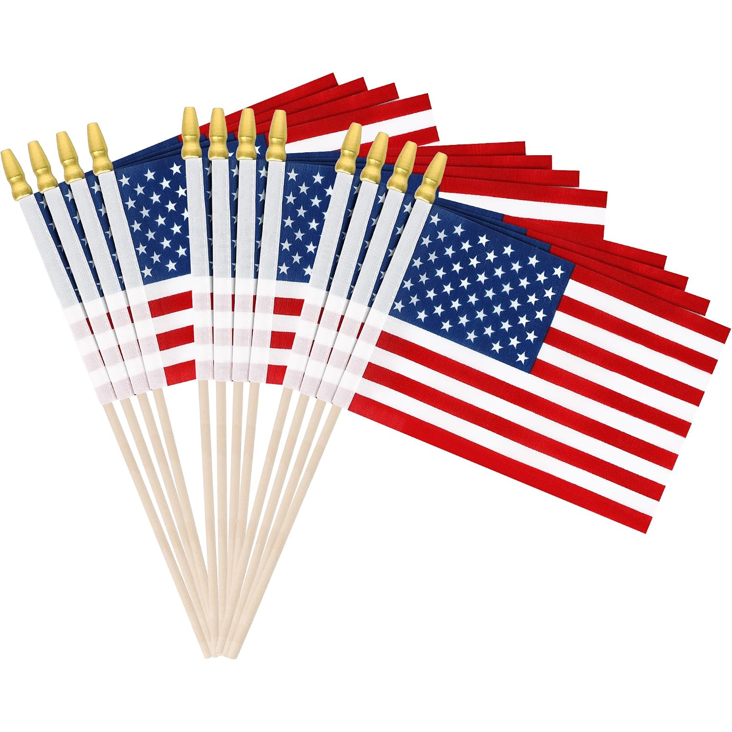 12 Pcs Small American Flags On Stick, 6X4 In 4Th Of July Decorations, Mini 250 Anniversary Usa Flag, Fourth Of July American Handheld Flags For Veterans Day Memorial Day Supplies