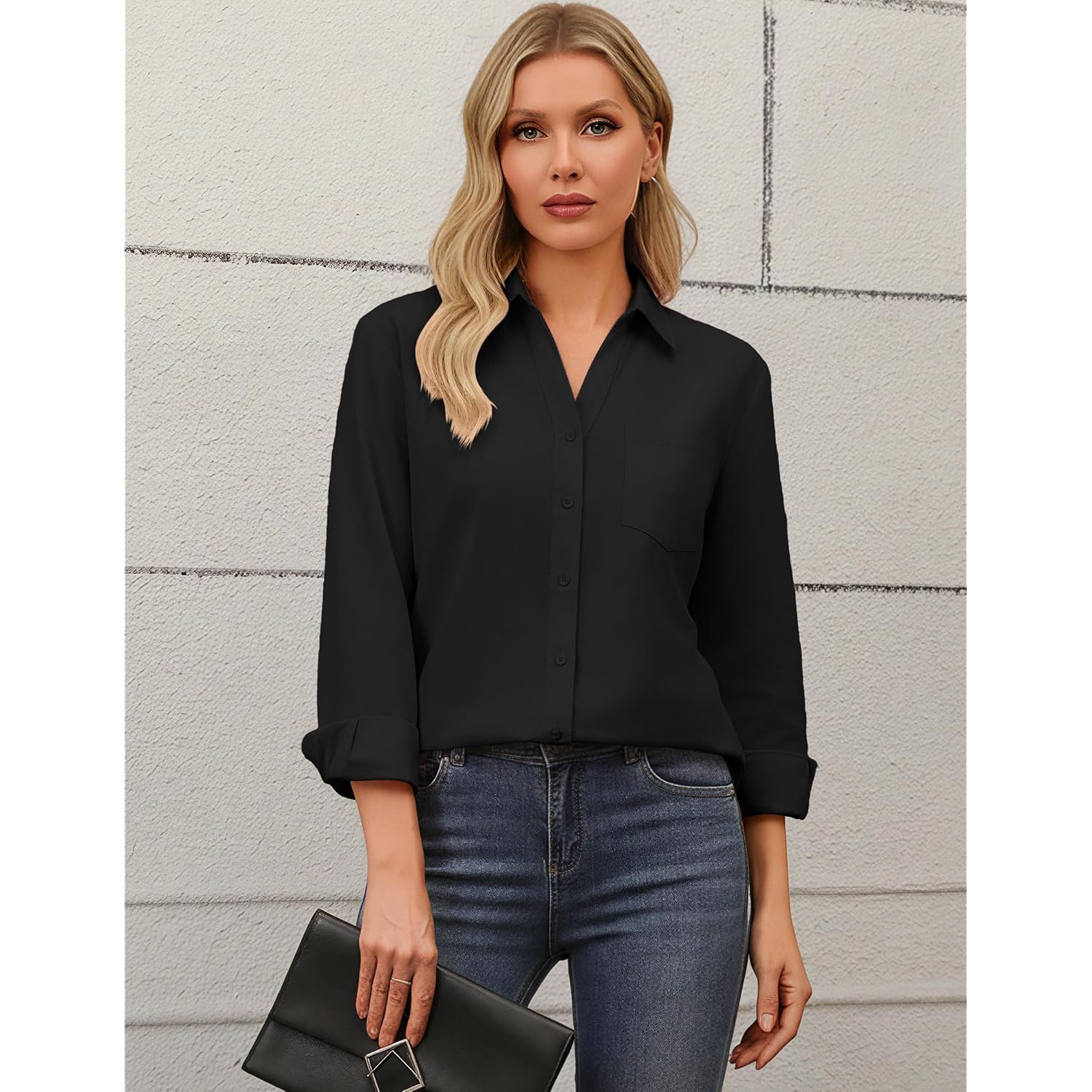 Zeagoo Blouses For Women Long Sleeve Button Down Shirts Dressy Casual Collared Tops Business Work Outfits