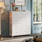 Wlive Fabric Dresser For Bedroom, Tall Dresser With 8 Drawers, Storage Tower With Fabric Bins, Double Dressers, Chest Of Drawers For Closet, Playroom, Dormitory, White