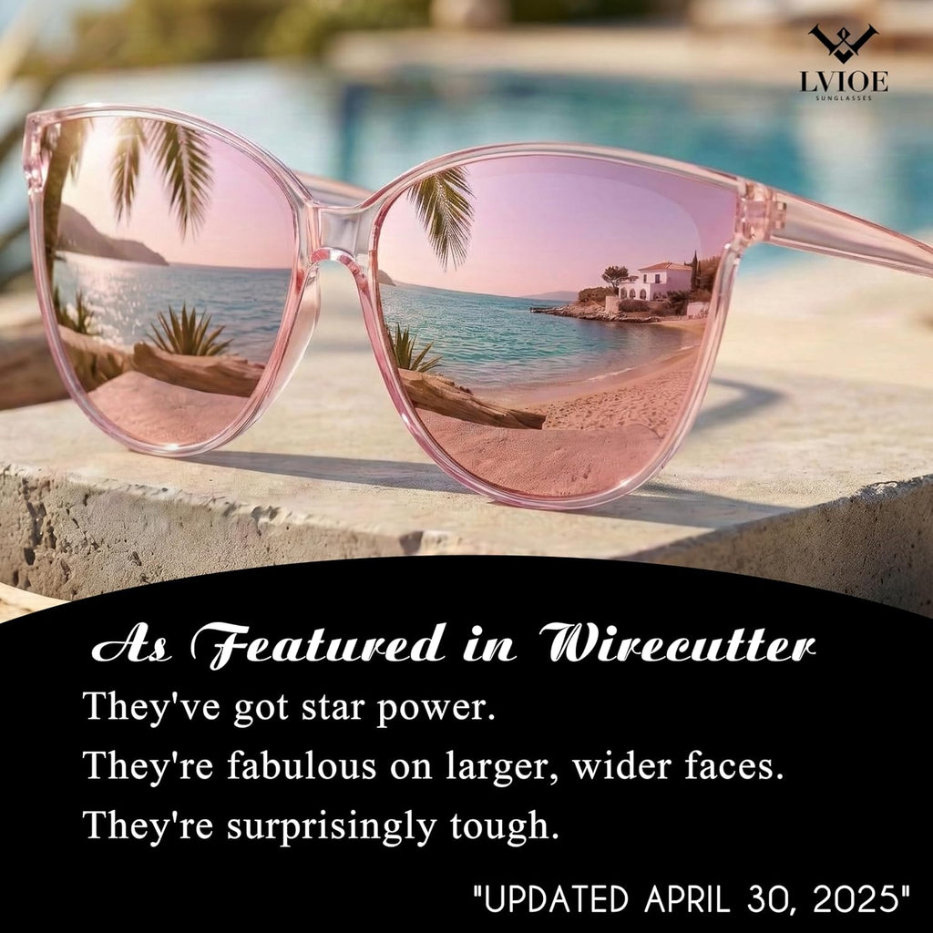 LVIOE Polarized Sunglasses for Women UV400 Protection Oversized Cat Eye Frame Retro Sunglasses for Driving Fishing Outdoor