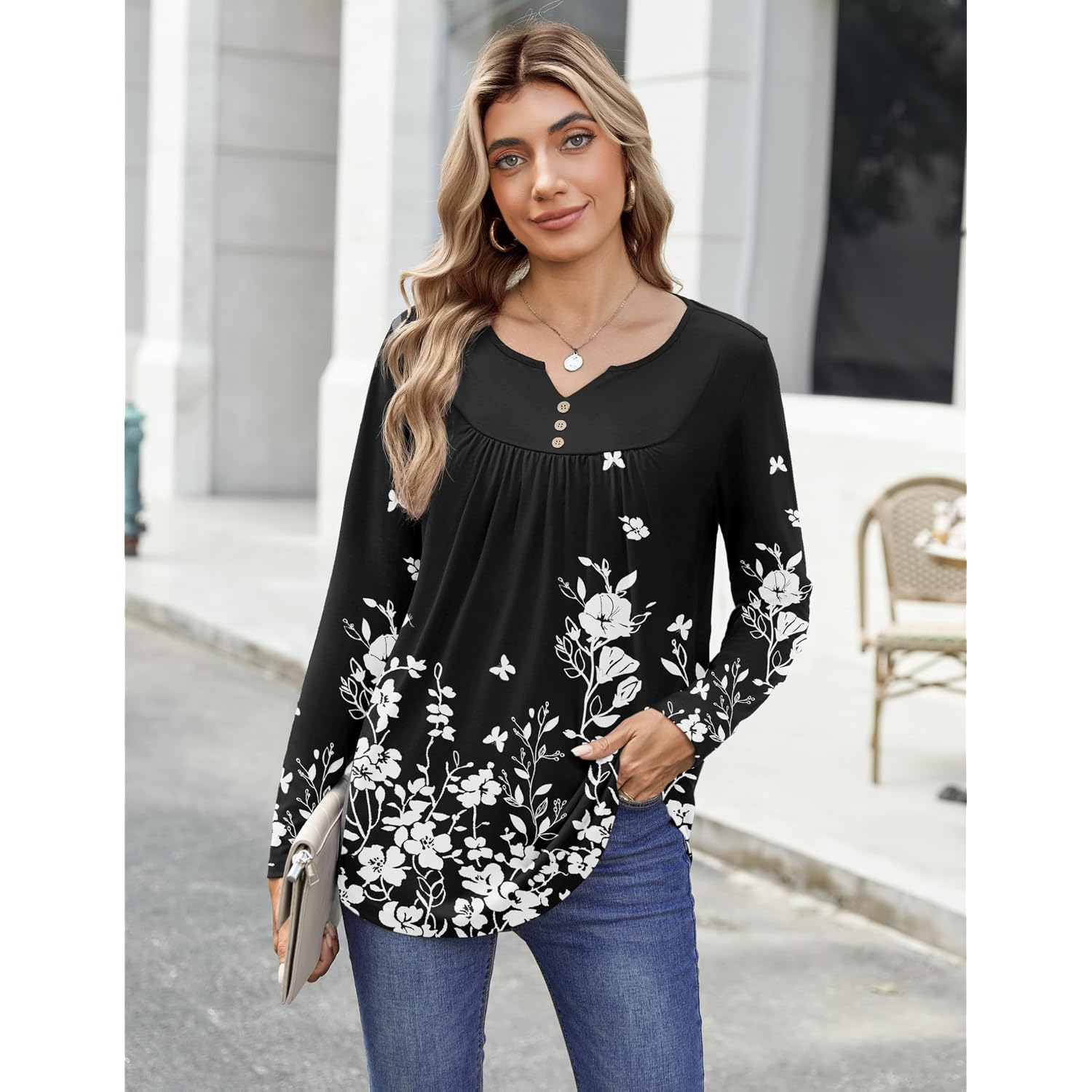 Zeagoo Womens Tops Long Sleeve Shirts Boho Tops For Women 2026 Fall Blouses Ladies Sweatshirts Spring Fashion Clothing