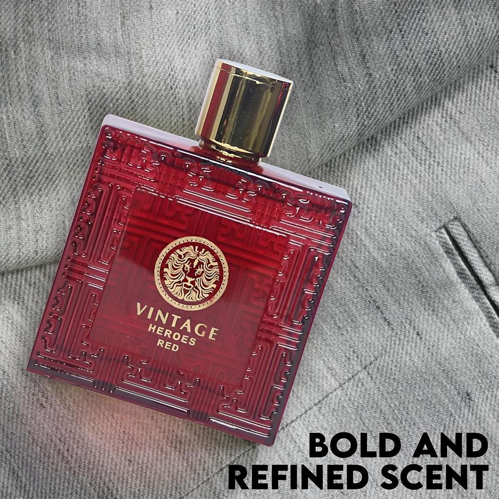 Men'S Cologne Gift Set 4Pcs, Long Lasting Eau De Parfum Collection - Vintage Heroes Energy, Vintage Heroes Red, Verse Adonis & Valentine Milano, 3.4 Fl Oz Each