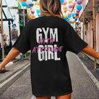 Funny Workout Shirts Women Oversized Weightlifting Graphic Tshirt Gym Girl with Attitude Tees Gym Lover Tops Black