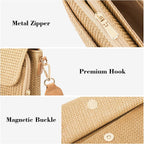 Faux Straw Small Crossbody Bag Women Summer Woven Sling Purse For Beach Travel Vacation Essentials Raffia